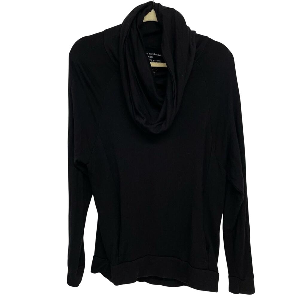 Good hYouman Black Cowl Neck Kangaroo Pocket Sweater Womens XSP Fall Classic